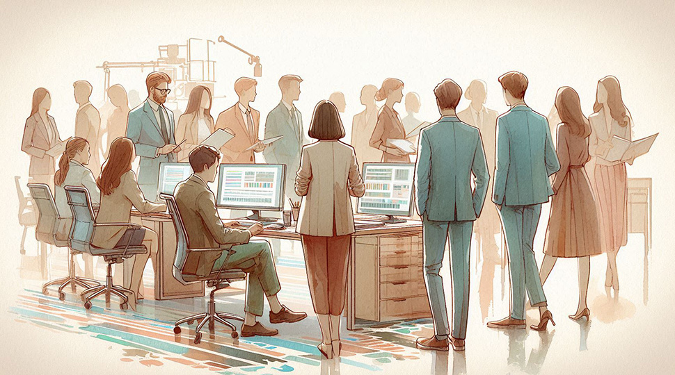 Client and Video Agency meeting illustration